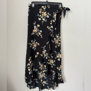 H&M Floral Wrap Skirt - Black and Yellow